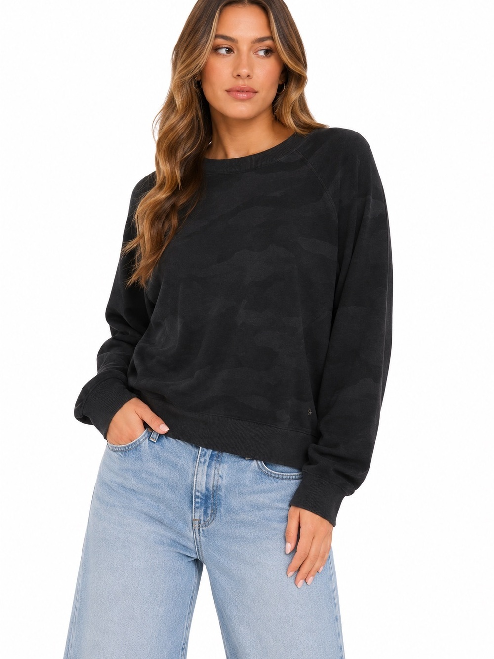 Shambhala Black Camo Crewneck Pullover Sweater